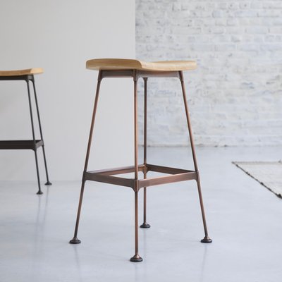 Tabouret haut en frêne et métal black DIEGO TIKAMOON