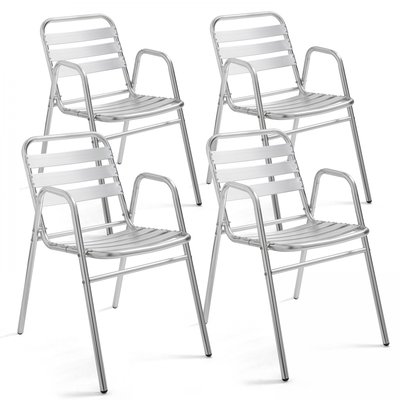 Lot de 4 chaises de jardin avec accoudoirs en aluminium OVIALA