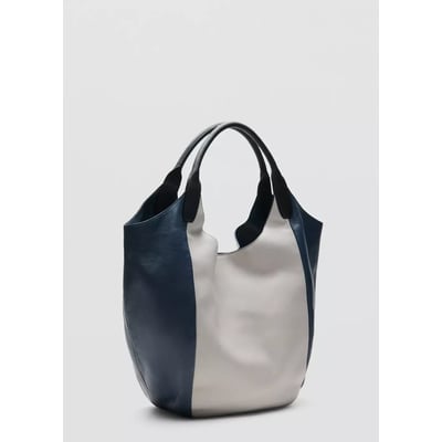 Sac en cuir porté épaule bicolore MANGO