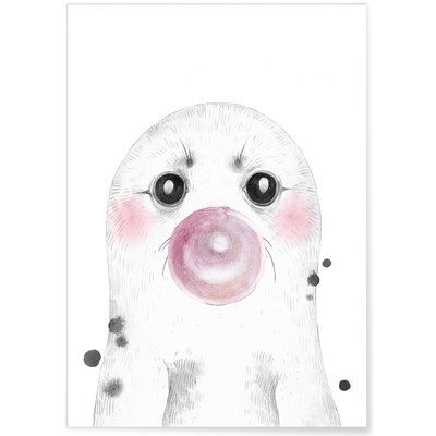 Affiche 'Bulle de Phoque Rose' L'AFFICHERIE