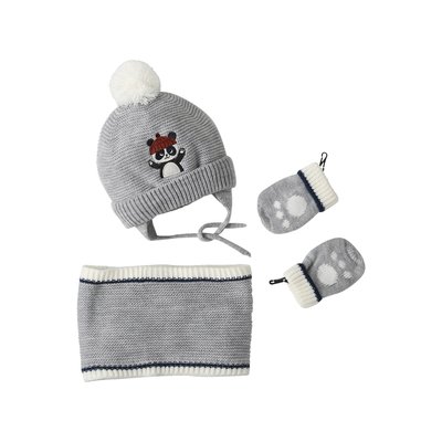 Ensemble bonnet + snood + moufles "panda" VERTBAUDET
