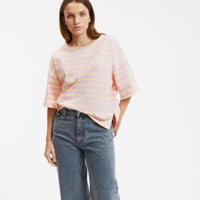 Striped Crew Neck T-Shirt with Short Sleeves LA REDOUTE COLLECTIONS