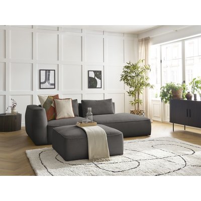 Canapé droit fixe 4 places en velours côtelé avec pouf, LEOPOLD BOBOCHIC