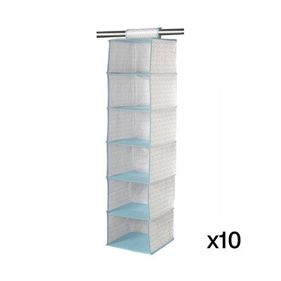 Lot de 10 racks 6 cases intissés blanc et bleu CALICOSY