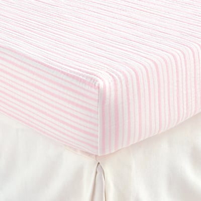 Adèle Striped Cotton Muslin Children's Fitted Sheet with 25cm Flap LA REDOUTE INTERIEURS