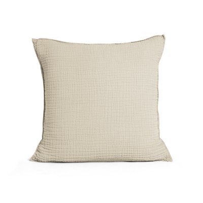 Housse de coussin en gaze de coton, SIMPLEMENT GAUFRÉ BLANC CERISE