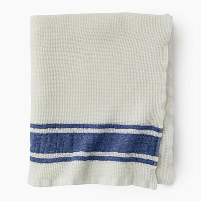 Fouta nid d'abeilles rayures, 100x180cm, 100% coton bio, MONOPRIX