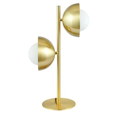 2 White Orb Globe and Brushed Brass Metal Table Lamp SO'HOME
