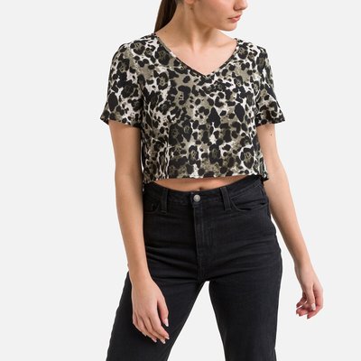 Printed Cropped T-Shirt NOISY MAY