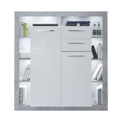 Buffet haut 2 portes, 2 tiroirs et 8 niches L121 cm - GWENDOLYN CALICOSY