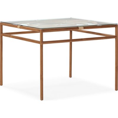 Table de jardin en teck et rotin, plateau verre RECOLLECTION
