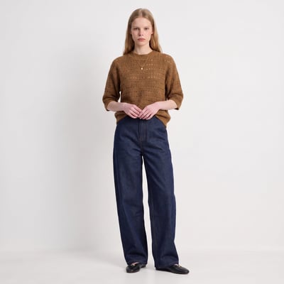 Pull manches ballon col rond maille ajourée FLELIS ARTLOVE