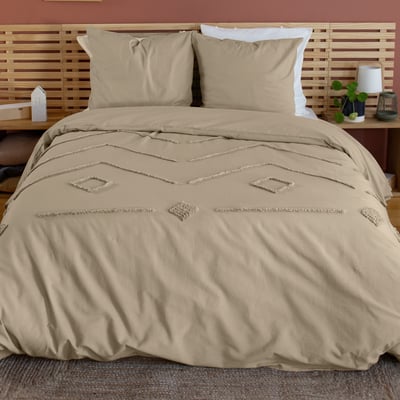 Parure de couette finitions tuftées en coton lavé unie, TUFÉA C DESIGN HOME TEXTILE