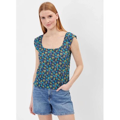 Top imprimé col carré coton bio et lin BALIA PRINCESSE NOMADE