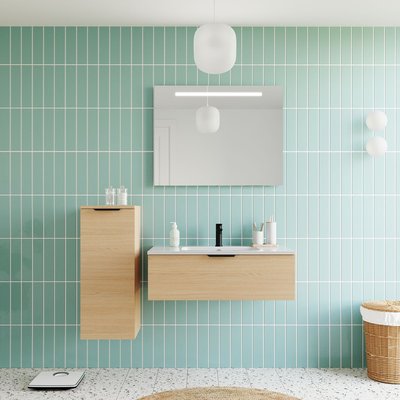 Ensemble vasque intégrée 1 tiroir + miroir - SOHO HOMIFAB