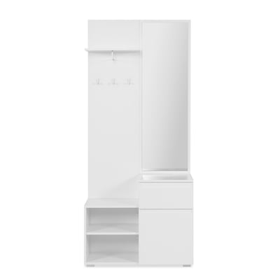 Penderie d'entrée 1 porte, 1 tiroir et 2 compartiments ouverts blanc- H195 cm CALICOSY