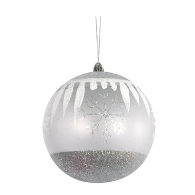 Boule de Noël décorée argent – 12 cm EDEN