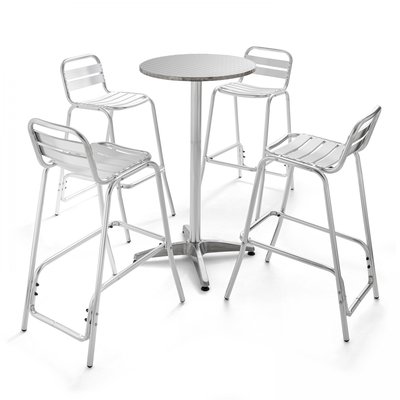 Table de jardin haute en aluminium et 4 tabourets, BRIXTON OVIALA