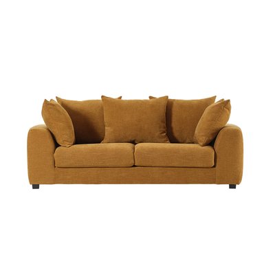 Canapé droit convertible 3 places en tissu effet lin   EDMOND BERAH GETAH