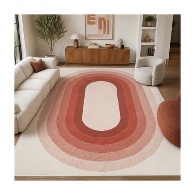 Tapis motif géométrique ovale dégradé, style rétro 70's UN AMOUR DE TAPIS