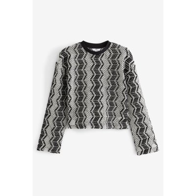 Pull ras du cou rayé en crochet zig zag NEXT