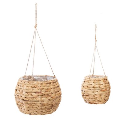 Set de 2 pots suspendus tressés en jacinthe d’eau HYA ATMOSPHERA