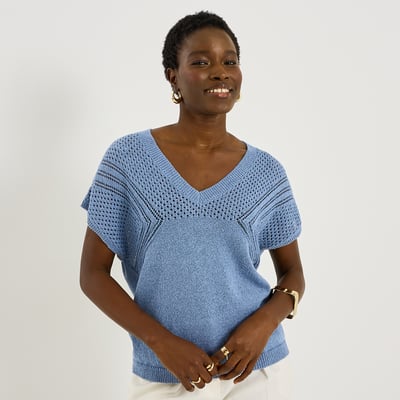 Pull col V manches courtes GRAIN DE MALICE
