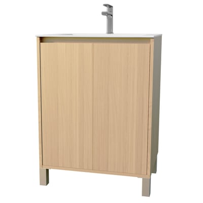 Meuble de salle de bains sur pieds avec 2 portes et vasque HOME MAISON