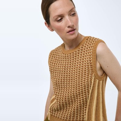 Top sans manches point crochet en coton MONOPRIX