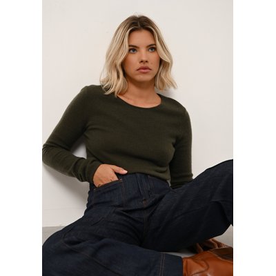 VIVIAN pull col rond kaki en cachemire JUST CASHMERE