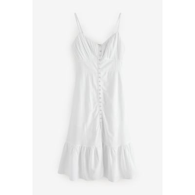 Robe mi-longue boutonnée avec lin NEXT