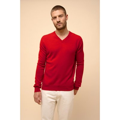 Pull Col V  Rouge Tom JUST CASHMERE