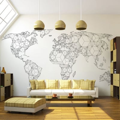 Papier peint intissé panoramique Carte du monde Map of the World - white solids EDEN