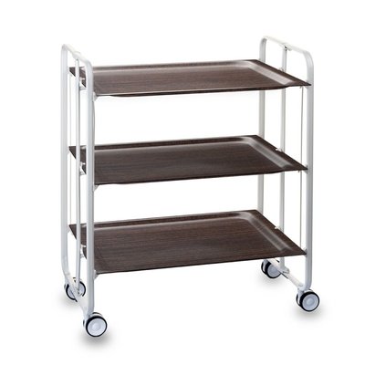 Table roulante pliante BAUHAUS, chariot de service 3 niveaux. Blanc DON HIERRO