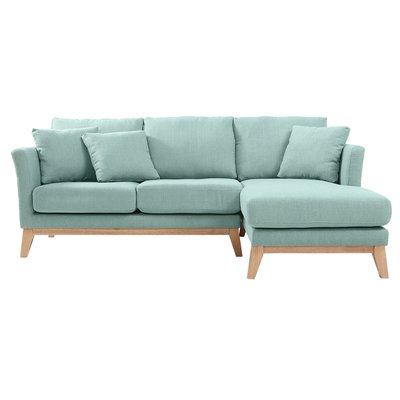 Canapé d'angle droit scandinave déhoussable 4 places en tissu et bois OSLO MILIBOO