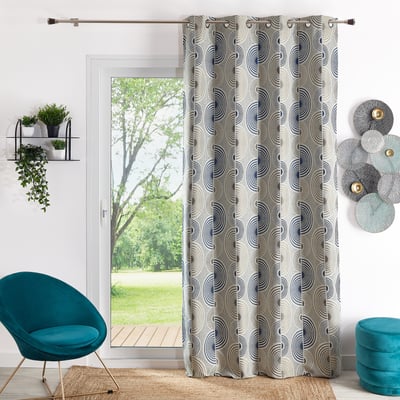 Rideau Jacquard Motif Demi-Cercles - QABANE HOME MAISON