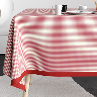 Nappe rectangulaire anti tache Coton Vichy Rouge EDEN