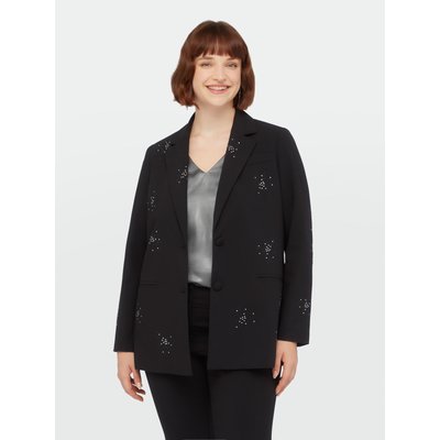 Blazer long entièrement recouvert d’applications de strass thermocollants à effet feu d’artifice FIORELLA RUBINO
