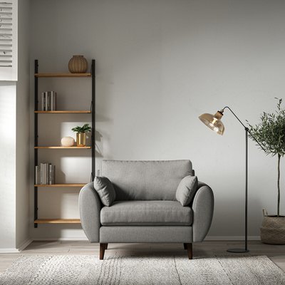 Ada Scandi Soft Woven Snuggle Chair with Dark Wood Legs SO'HOME