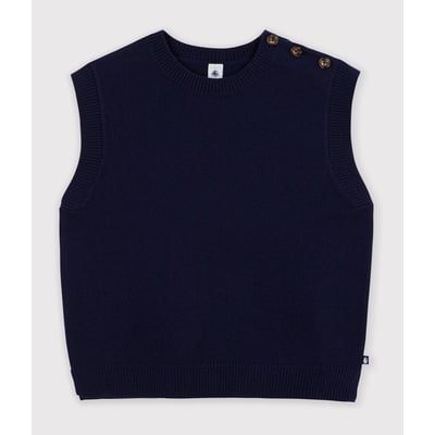 Pull sans manches en laine majoritaire PETIT BATEAU