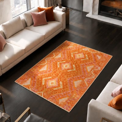 Tapis d'orient, motif ethnique, artisanal en laine naturelle UN AMOUR DE TAPIS
