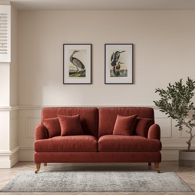 Emeline Velvet 3 Seater Sofa with Castor Legs ÉDITÉ