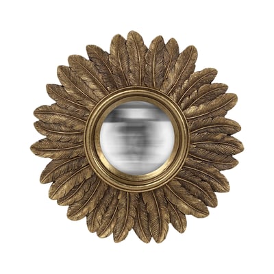 Miroir soleil rond convexe contours plumes 22 cm EMDE