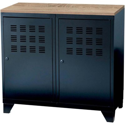 Armoire de rangement métal 2 portes Noir mat PIERRE HENRY