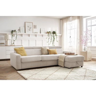 Canapé d'angle convertible 4 places en velours côtelé couchage 160x190 cm, MONACO BOBOCHIC