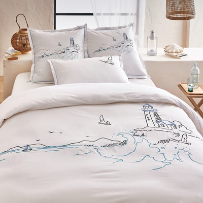 Housse De Couette   Percale De Coton Brodée - PHARE TRADITION DES VOSGES