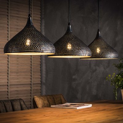 Suspension contemporaine ajourée 3 lampes forme bougie RALF PIER IMPORT