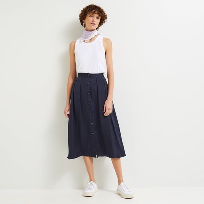 Jupe satin bleu marine La Redoute