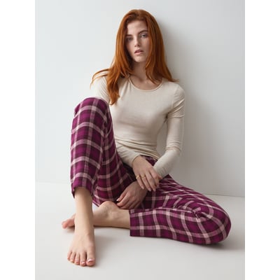 Pijama de algodón, top de manga larga y pantalón estampado TRIUMPH