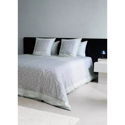 Housse de couette percale fleur décorative frise rayures Lit 135/140 cm MANGO HOME